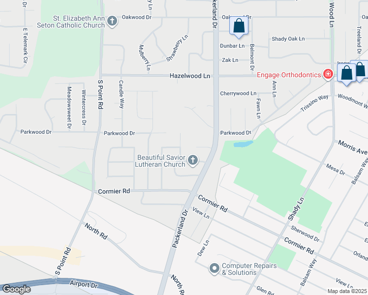 map of restaurants, bars, coffee shops, grocery stores, and more near 2123 Springcrest Place in Green Bay