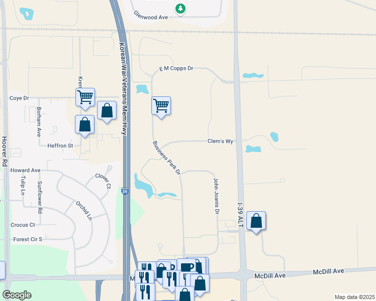 map of restaurants, bars, coffee shops, grocery stores, and more near 5417 Clem's Way in Stevens Point