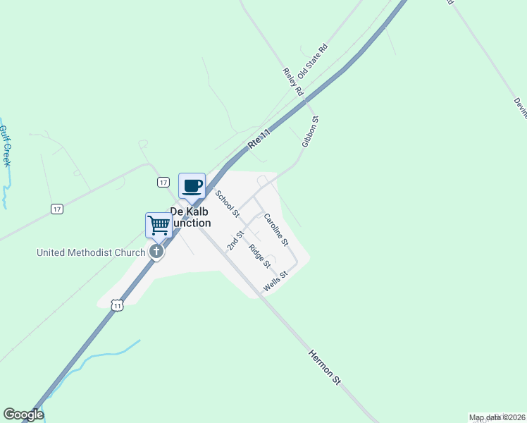 map of restaurants, bars, coffee shops, grocery stores, and more near 32 2nd St in De Kalb Junction