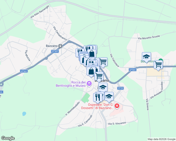 map of restaurants, bars, coffee shops, grocery stores, and more near 22 Piazza Giuseppe Garibaldi in Bazzano