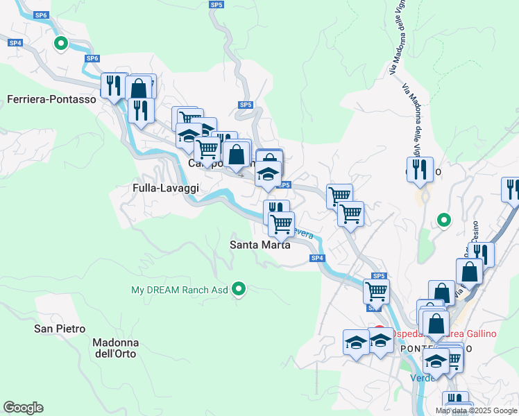 map of restaurants, bars, coffee shops, grocery stores, and more near 9 Via del Molino in Campomorone