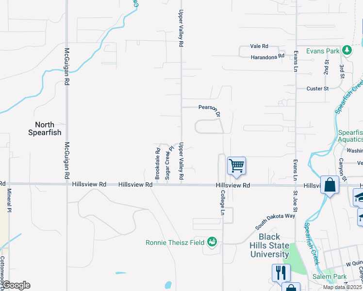 map of restaurants, bars, coffee shops, grocery stores, and more near 221 Upper Valley Road in Spearfish
