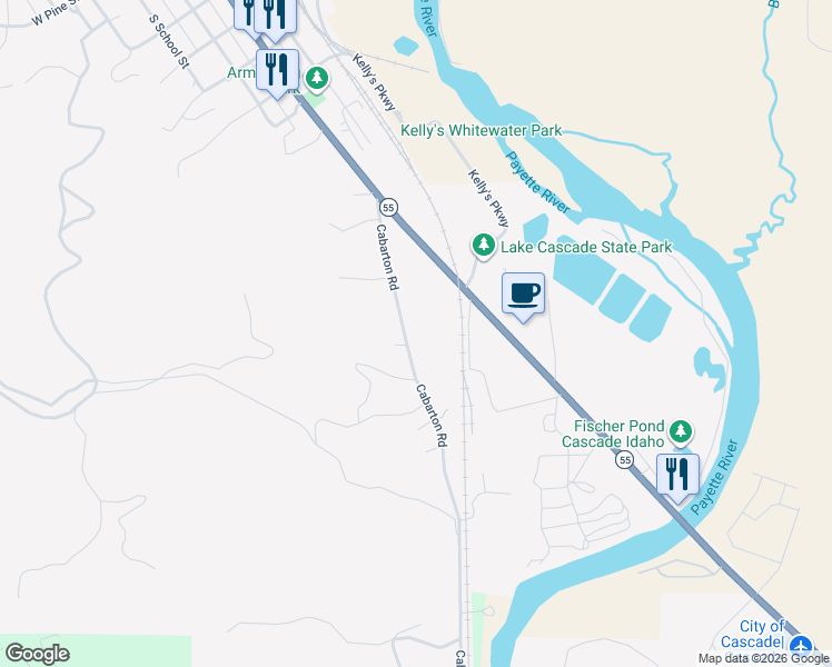 map of restaurants, bars, coffee shops, grocery stores, and more near 217 Cabarton Road in Cascade
