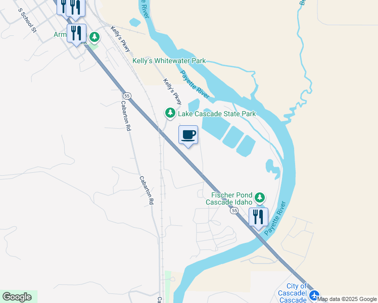 map of restaurants, bars, coffee shops, grocery stores, and more near 806 South Main Street in Cascade