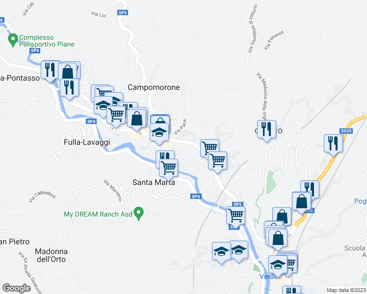 map of restaurants, bars, coffee shops, grocery stores, and more near 2 Via Antonio Gavino in Campomorone