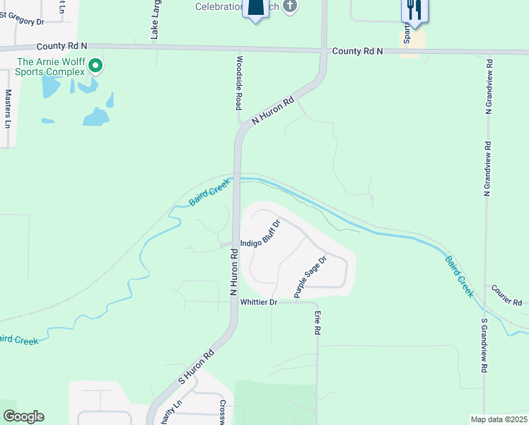 map of restaurants, bars, coffee shops, grocery stores, and more near 3437 Peppergrass Court in Green Bay