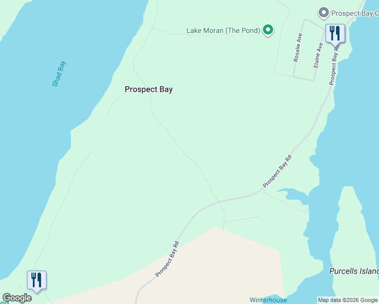 map of restaurants, bars, coffee shops, grocery stores, and more near 83 Brennans Road in Prospect Bay