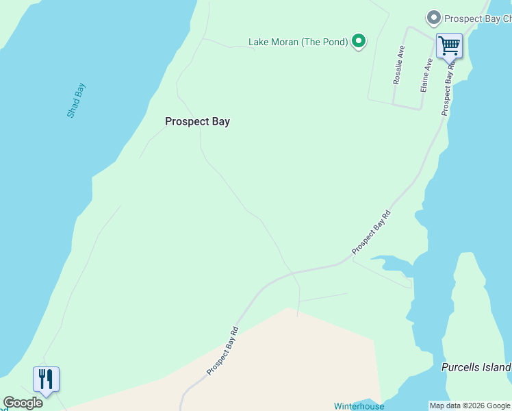 map of restaurants, bars, coffee shops, grocery stores, and more near 83 Brennans Road in Prospect Bay