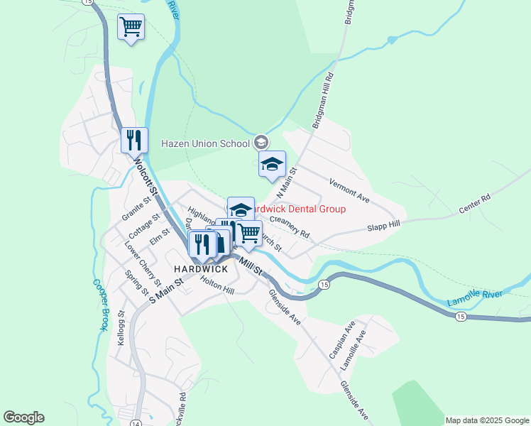 map of restaurants, bars, coffee shops, grocery stores, and more near in Hardwick