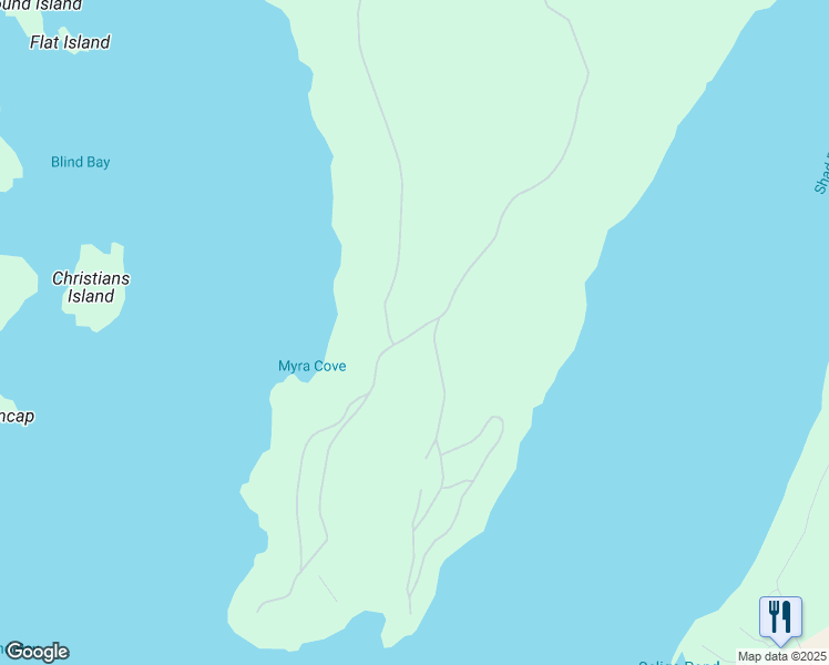 map of restaurants, bars, coffee shops, grocery stores, and more near 667 Shad Point Parkway in Blind Bay