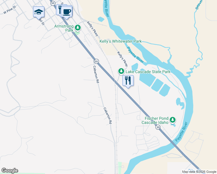 map of restaurants, bars, coffee shops, grocery stores, and more near 11397 South Main Street in Cascade