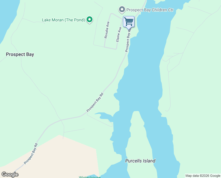 map of restaurants, bars, coffee shops, grocery stores, and more near 524 Prospect Bay Road in Prospect Bay