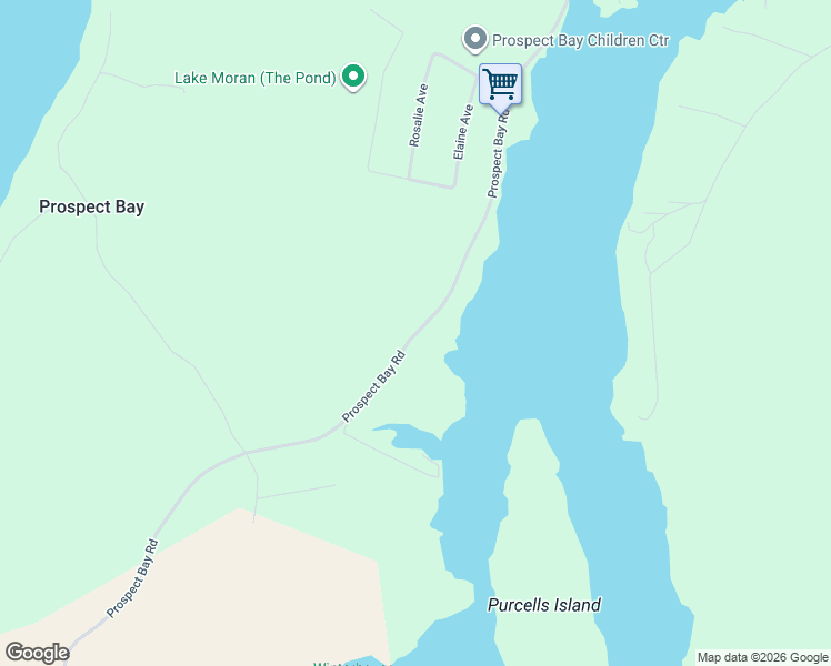 map of restaurants, bars, coffee shops, grocery stores, and more near 103 Prospect Bay Road in Prospect Bay