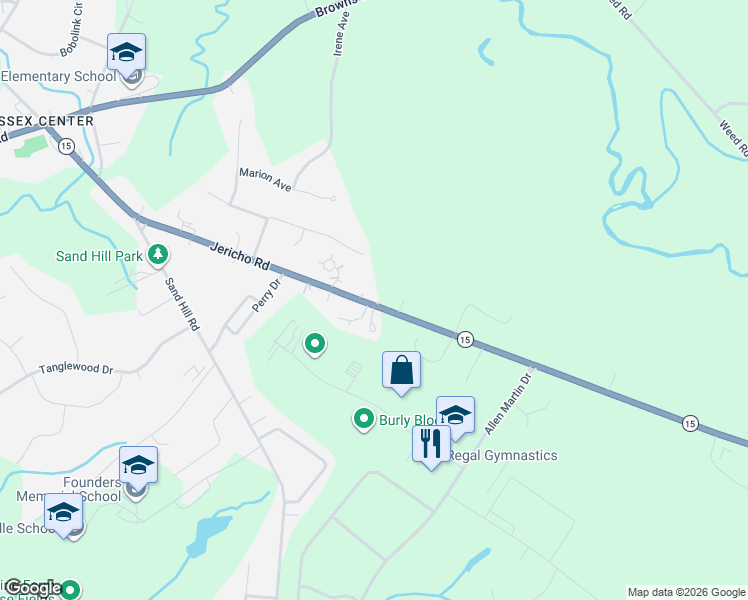 map of restaurants, bars, coffee shops, grocery stores, and more near 64 Jericho Rd in Essex Junction