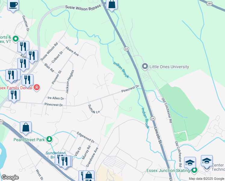map of restaurants, bars, coffee shops, grocery stores, and more near 89 Pinecrest Drive in Essex