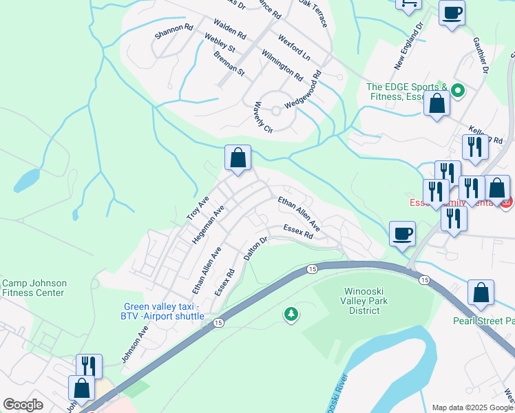 map of restaurants, bars, coffee shops, grocery stores, and more near 76 King Street in Colchester