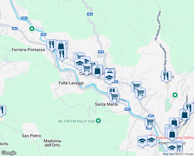 map of restaurants, bars, coffee shops, grocery stores, and more near 1 Via Trucco in Campomorone