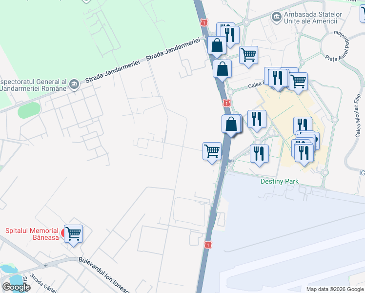 map of restaurants, bars, coffee shops, grocery stores, and more near Strada General Stefan Holban in Bucharest
