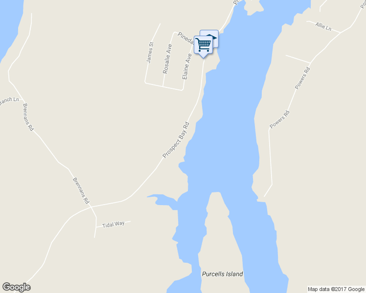 map of restaurants, bars, coffee shops, grocery stores, and more near 506 Prospect Bay Road in Prospect Bay