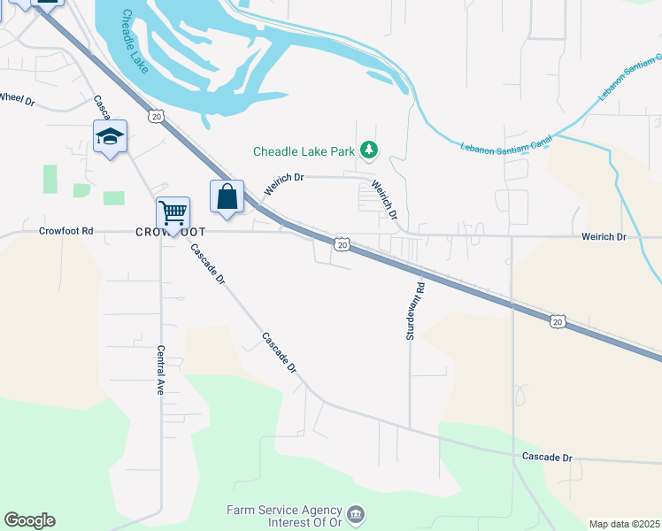 map of restaurants, bars, coffee shops, grocery stores, and more near 4170 South Santiam Highway in Lebanon