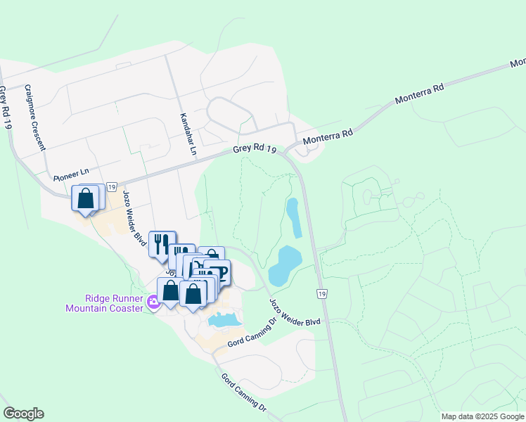 map of restaurants, bars, coffee shops, grocery stores, and more near 115 Fairway Court in The Blue Mountains