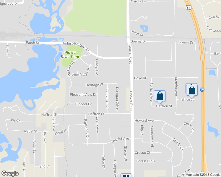map of restaurants, bars, coffee shops, grocery stores, and more near 2909 Lampman Drive in Stevens Point
