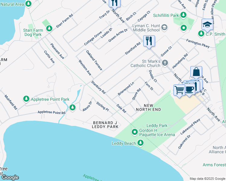 map of restaurants, bars, coffee shops, grocery stores, and more near 204 Woodlawn Road in Burlington