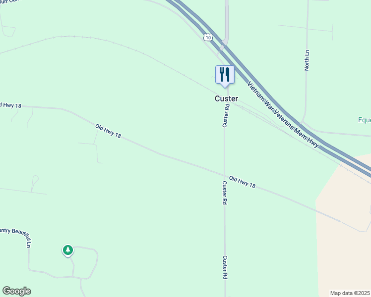 map of restaurants, bars, coffee shops, grocery stores, and more near 7130 Old Highway 18 in Custer