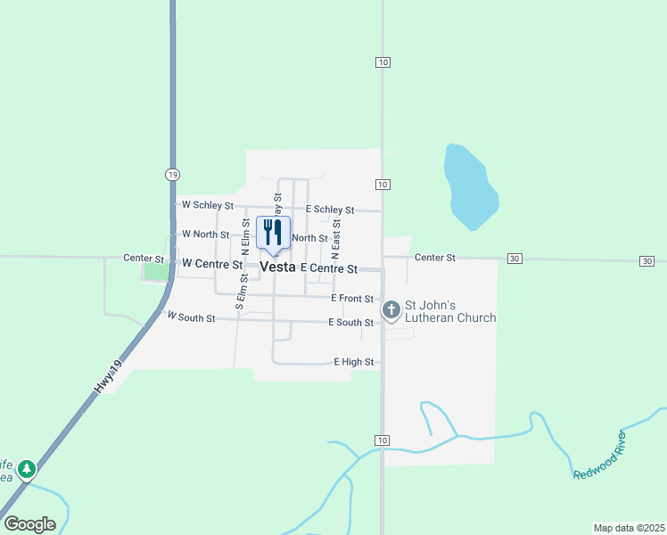map of restaurants, bars, coffee shops, grocery stores, and more near 165 North East Street in Vesta
