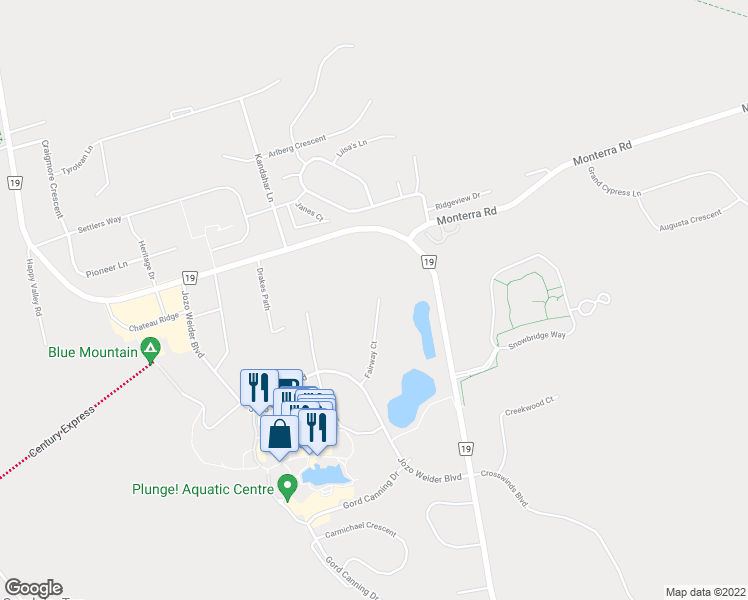 map of restaurants, bars, coffee shops, grocery stores, and more near 130 Fairway Court in The Blue Mountains