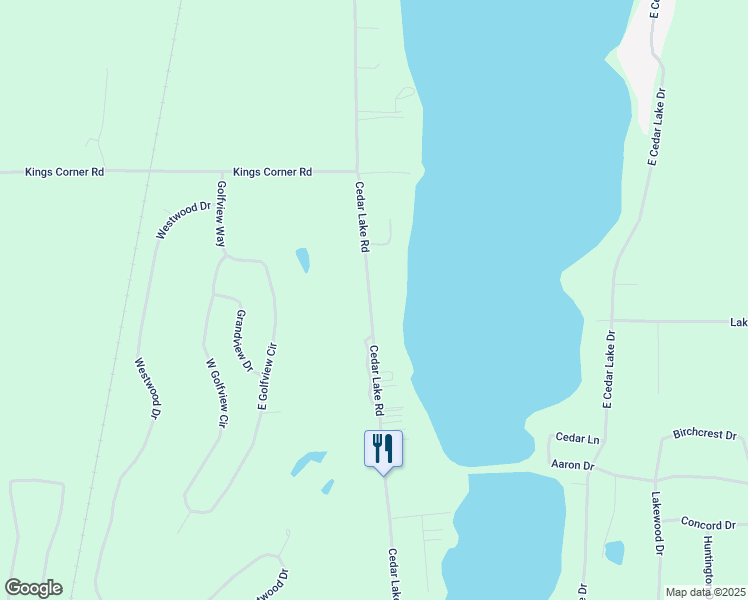 map of restaurants, bars, coffee shops, grocery stores, and more near 7882-7930 Cedar Lake Road in Oscoda Township