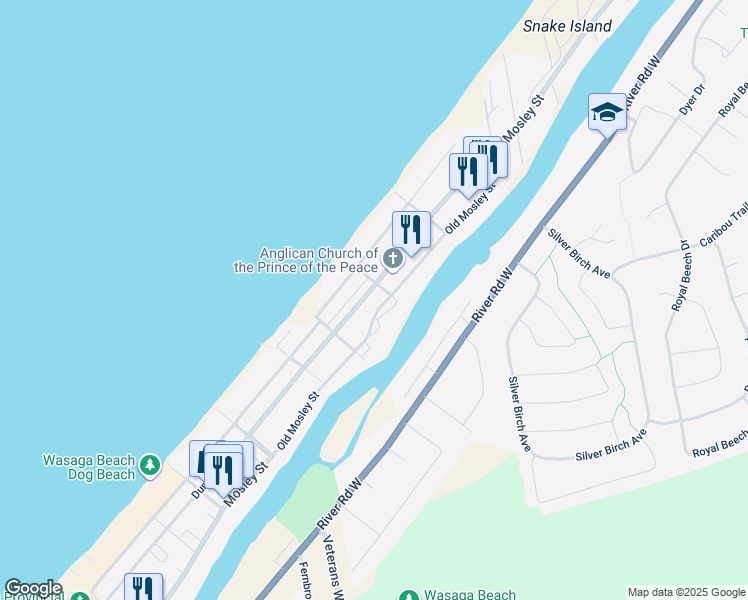 map of restaurants, bars, coffee shops, grocery stores, and more near in Wasaga Beach