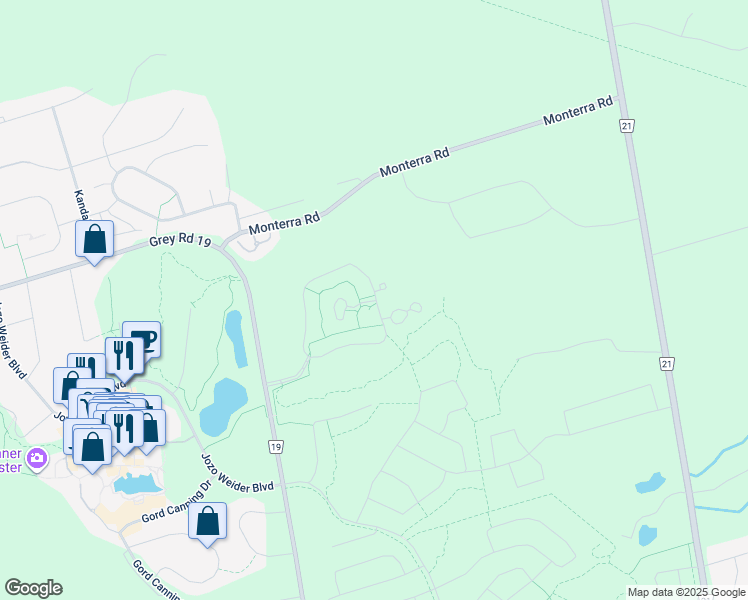 map of restaurants, bars, coffee shops, grocery stores, and more near 171 Snowbridge Way in Grey County