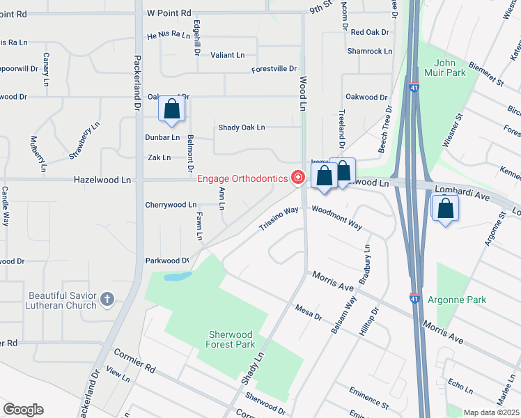 map of restaurants, bars, coffee shops, grocery stores, and more near 2473 Parkwood Drive in Green Bay