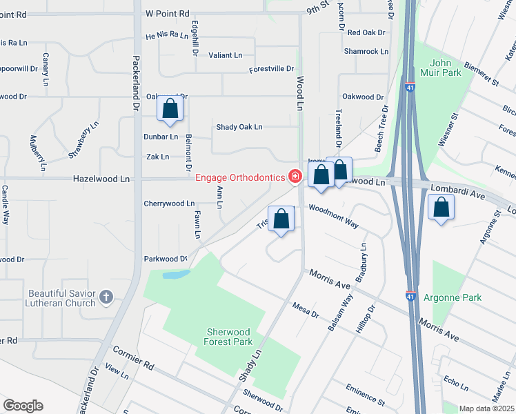 map of restaurants, bars, coffee shops, grocery stores, and more near 2473 Parkwood Drive in Green Bay