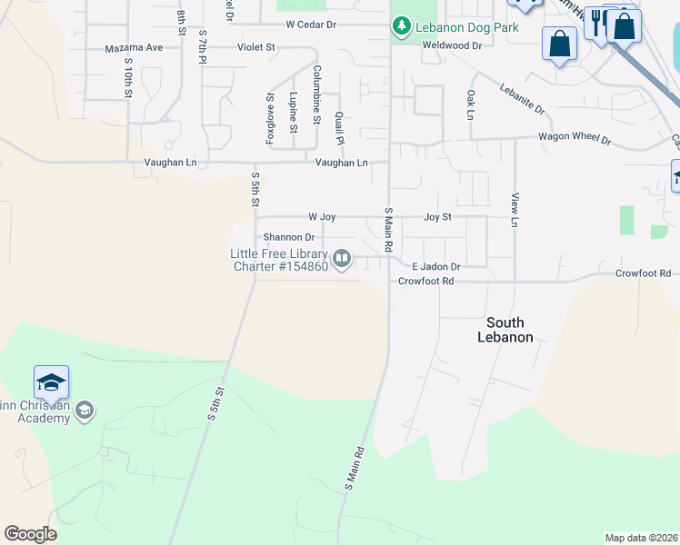 map of restaurants, bars, coffee shops, grocery stores, and more near 268 Jadon Drive in Lebanon