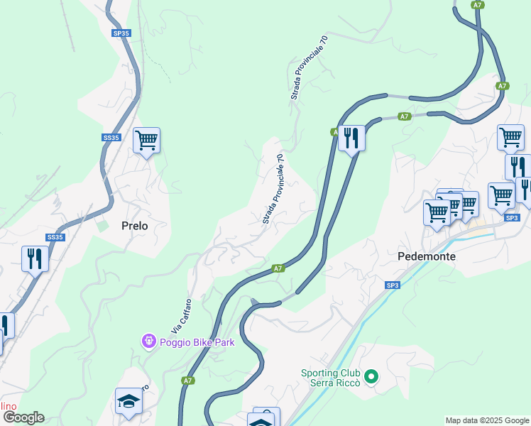 map of restaurants, bars, coffee shops, grocery stores, and more near 45 Via Caffaro in Pedemonte