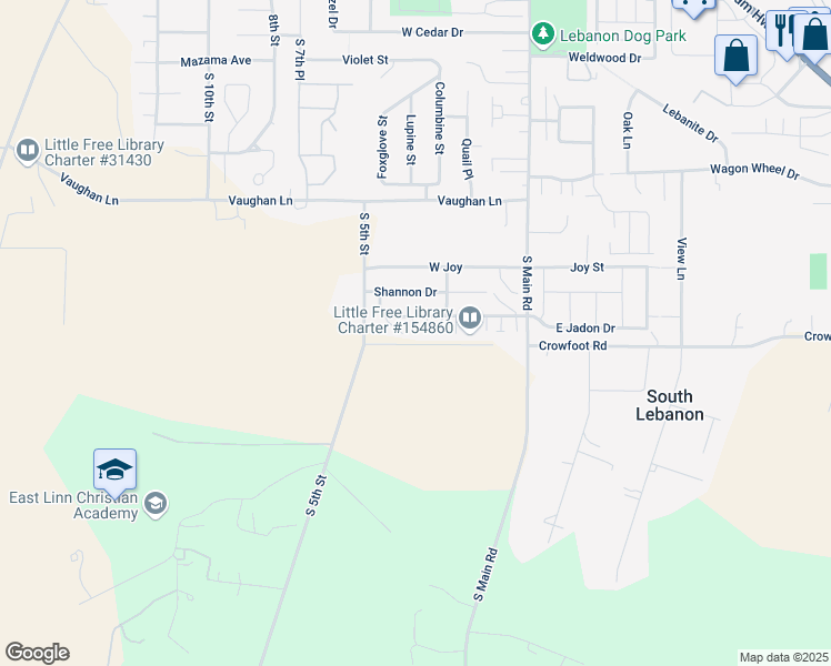 map of restaurants, bars, coffee shops, grocery stores, and more near 336 Jadon Drive in Lebanon