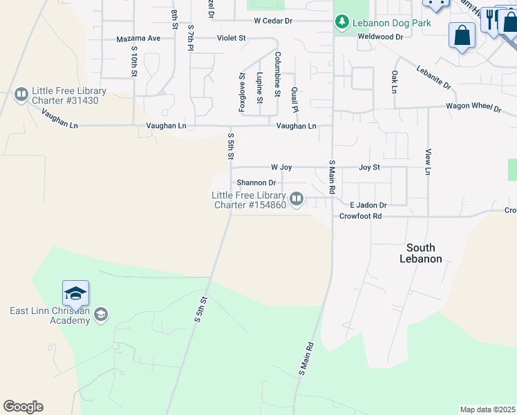 map of restaurants, bars, coffee shops, grocery stores, and more near 336 Jadon Drive in Lebanon