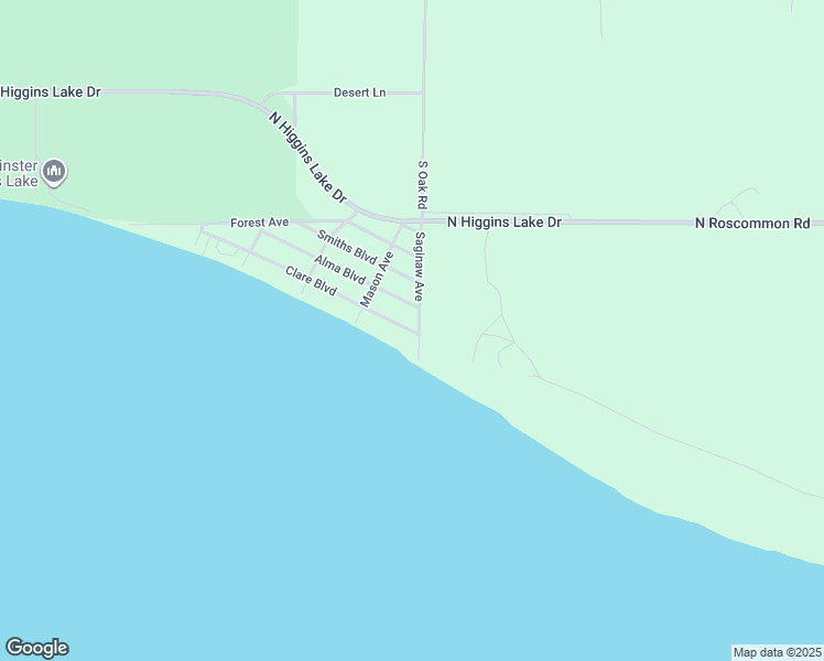 map of restaurants, bars, coffee shops, grocery stores, and more near 101-199 Saginaw Avenue in Roscommon