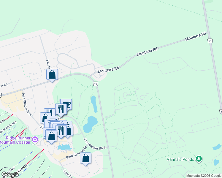 map of restaurants, bars, coffee shops, grocery stores, and more near 136 Snowbridge Way in The Blue Mountains