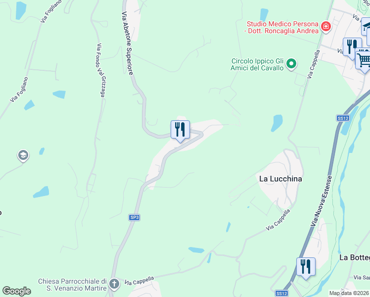 map of restaurants, bars, coffee shops, grocery stores, and more near 896 Via Abetone Superiore in San Venanzio