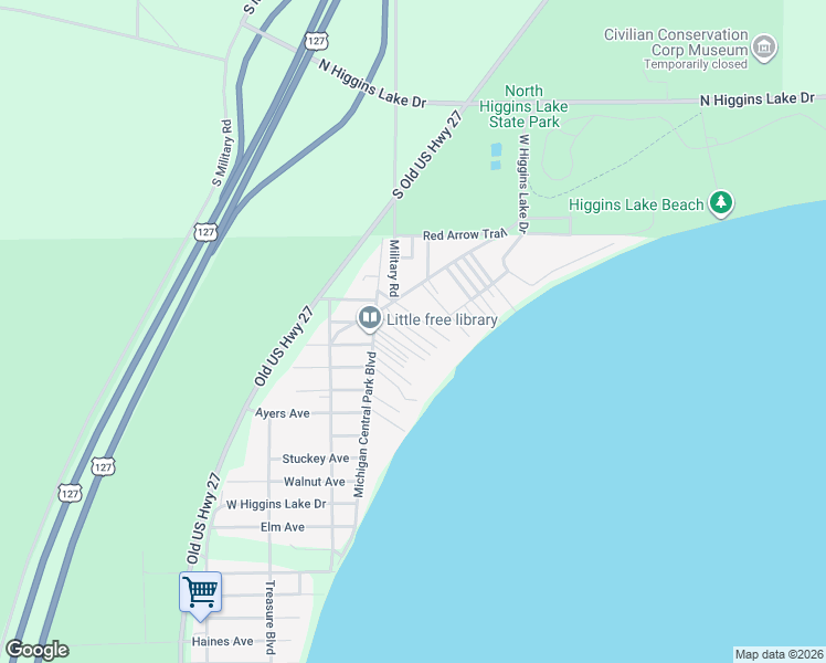 map of restaurants, bars, coffee shops, grocery stores, and more near Laingsburg in Roscommon