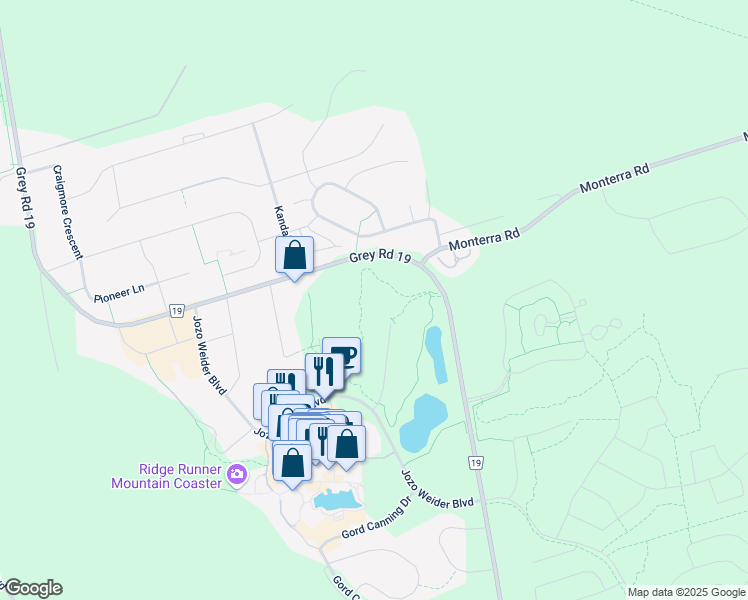 map of restaurants, bars, coffee shops, grocery stores, and more near 130 Fairway Court in The Blue Mountains