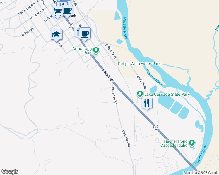 map of restaurants, bars, coffee shops, grocery stores, and more near 123 Cabarton Road in Cascade