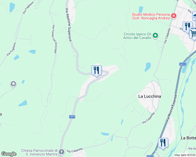 map of restaurants, bars, coffee shops, grocery stores, and more near 896 Via Abetone Superiore in San Venanzio