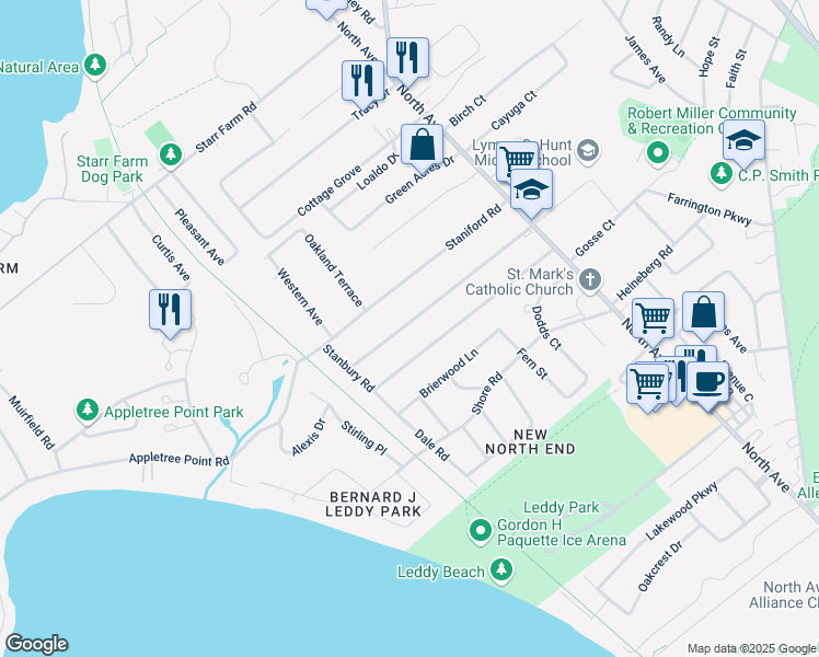 map of restaurants, bars, coffee shops, grocery stores, and more near 153 Woodbury Road in Burlington