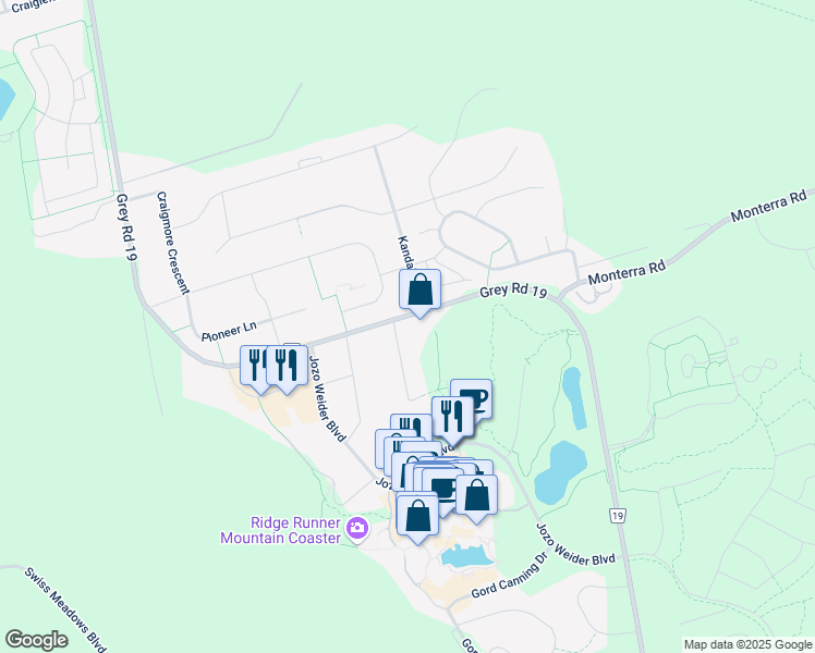 map of restaurants, bars, coffee shops, grocery stores, and more near 101 Drakes Path in Grey County