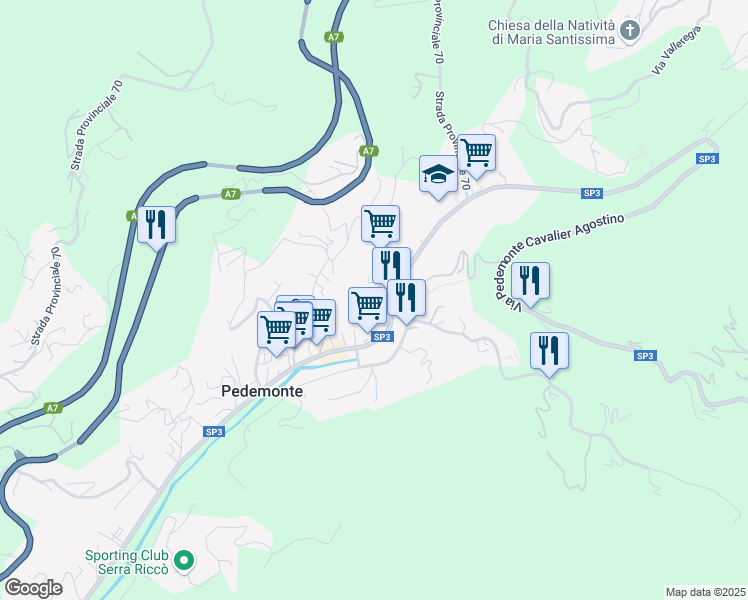 map of restaurants, bars, coffee shops, grocery stores, and more near 33 Via Privata Villini Rosa in Pedemonte