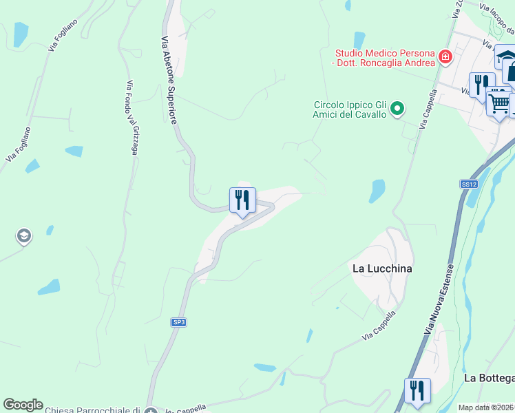 map of restaurants, bars, coffee shops, grocery stores, and more near 55 Via Abetone Superiore in San Venanzio